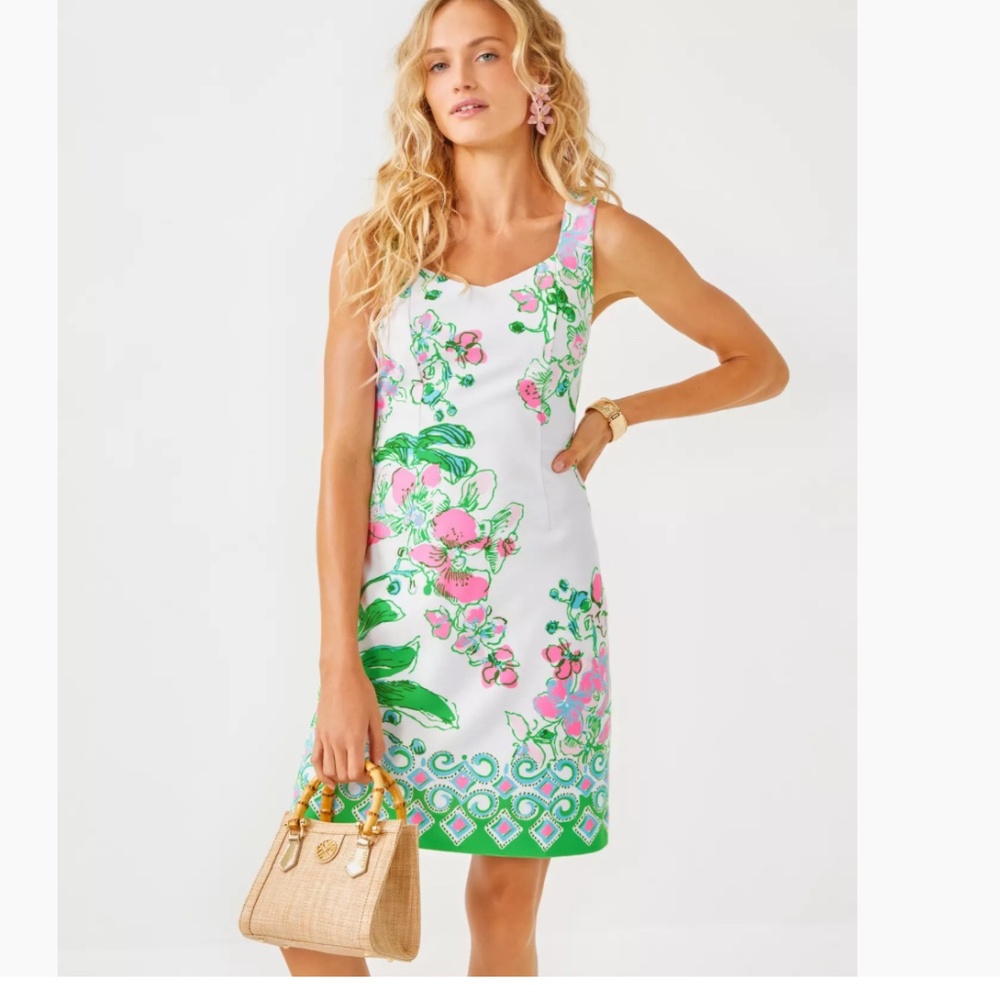 Lilly Pulitzer Del Rey shift stretch dress size 8 orchids on the avenue